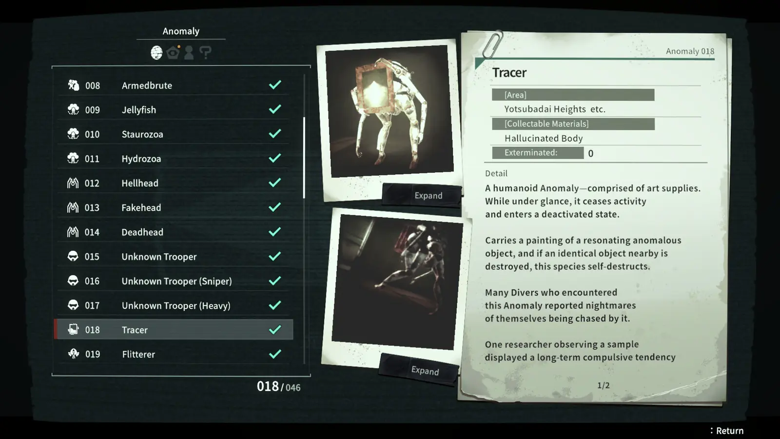 ANOMALITH anomaly encyclopedia entry for Tracer